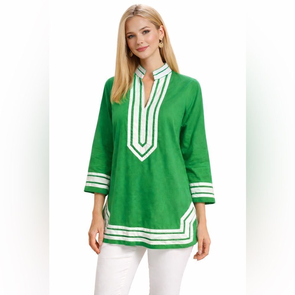 Elizabeth McKay Linen Tunic with White Trim